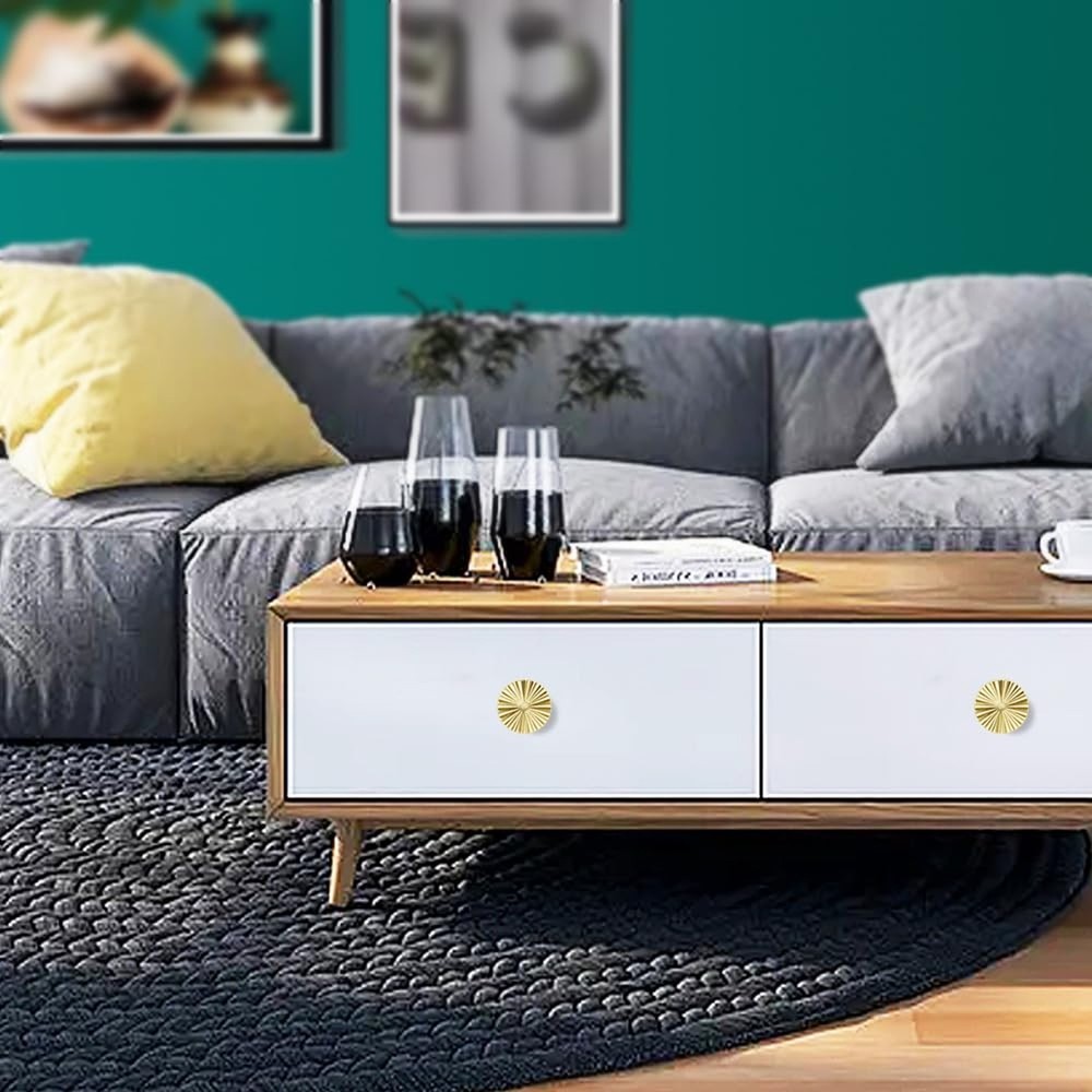 10 Pack 1-1/3 inch Gold Cabinet Knobs Drawer Pulls Kitchen Cabinet Handles fo...