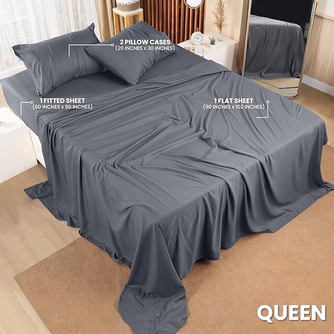 Utopia Bedding Queen Bed Sheets Set - 4 Piece Bedding - Brushed Microfiber - Shr