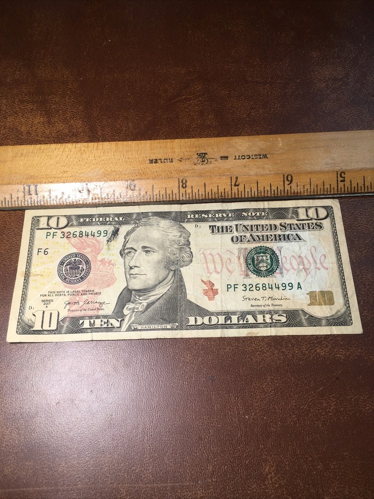 Fancy $10 Bill Error w/Obverse Ink Smear