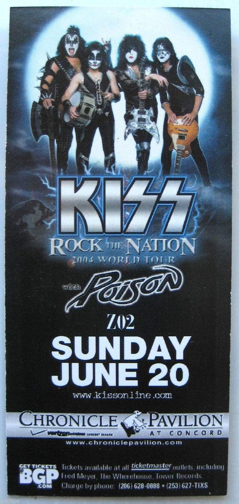 Kiss Concert Laminate Pass w/ Promo Card Rock the Nation Tour Concorde 2004