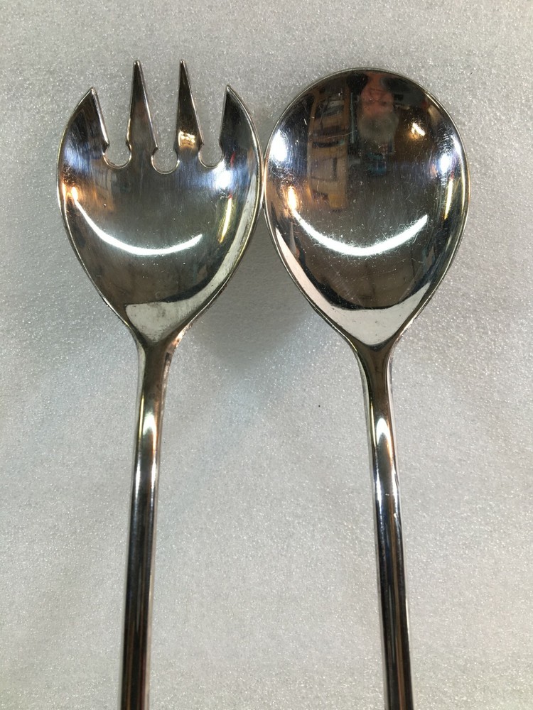 Silver Plated Salad Serving Spoon & Fork ITALY