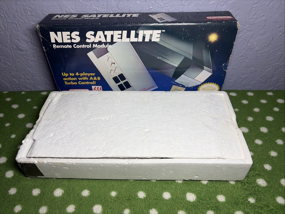 NES Satellite Remote Control Module Nintendo Complete CIB Box Styrofoam Untested