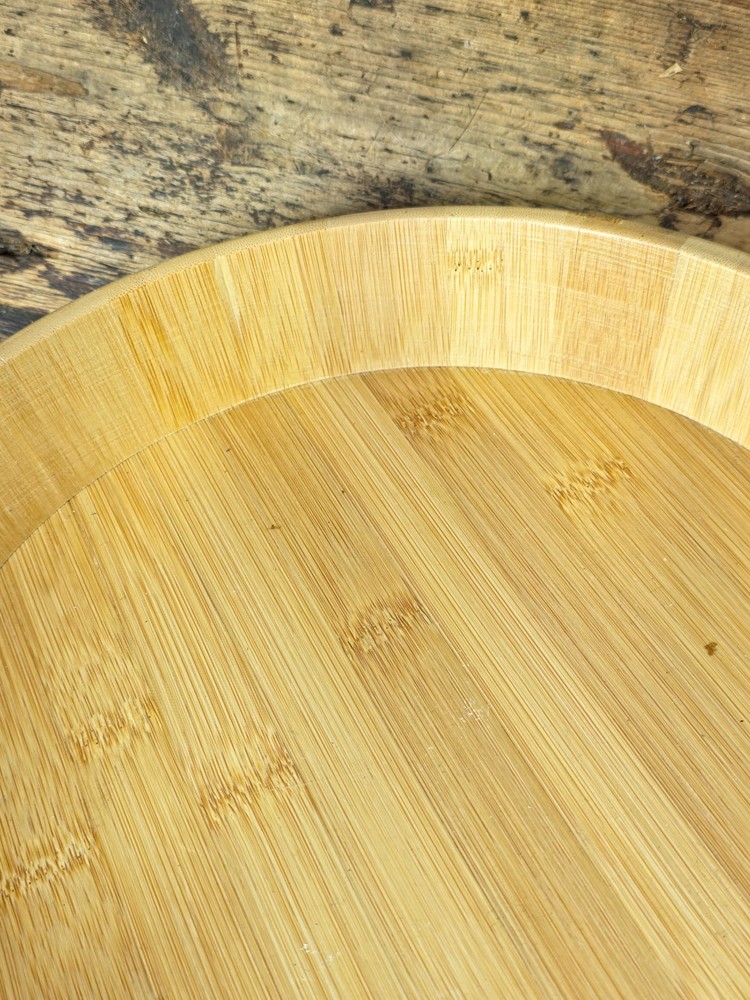 Handcrafted Round Bamboo Serving Tray Bowl