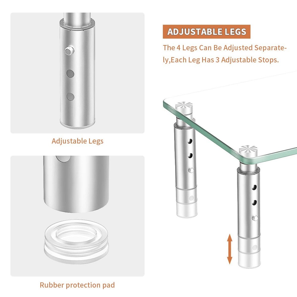 Monitor Stand Riser, Clear, 3 Height Adjustable, PC, Computer, Laptop Stand