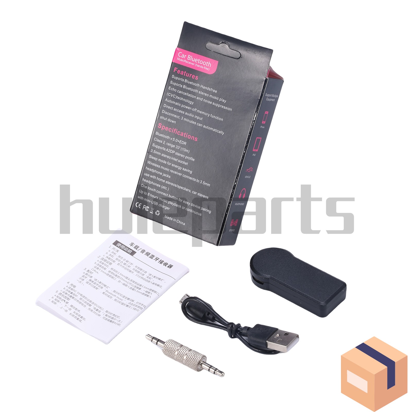 Wireless Bluetooth 3.5mm AUX Audio Stereo Music Home Car Receiver Adapter New