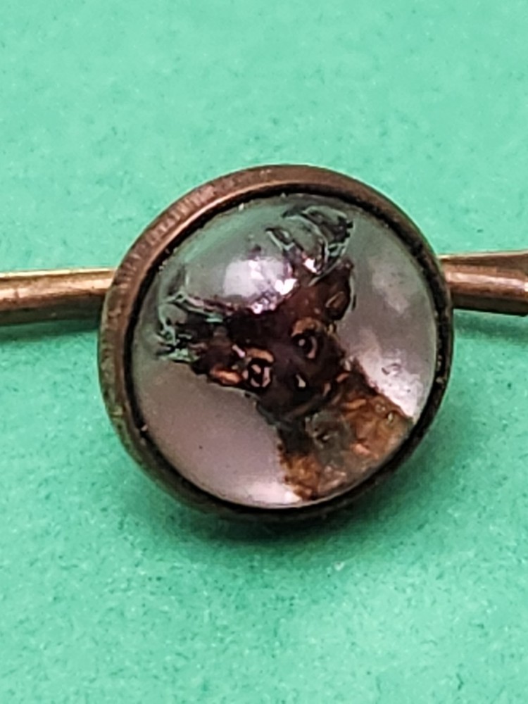 Antique Deer/Stag Cufflink Reverse Painted Crystal