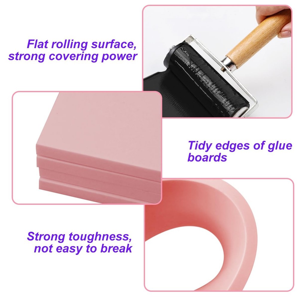 4 Pcs Rubber Carving Linoleum Blocks, Rectangular Rubber Stamp Carving Blocks