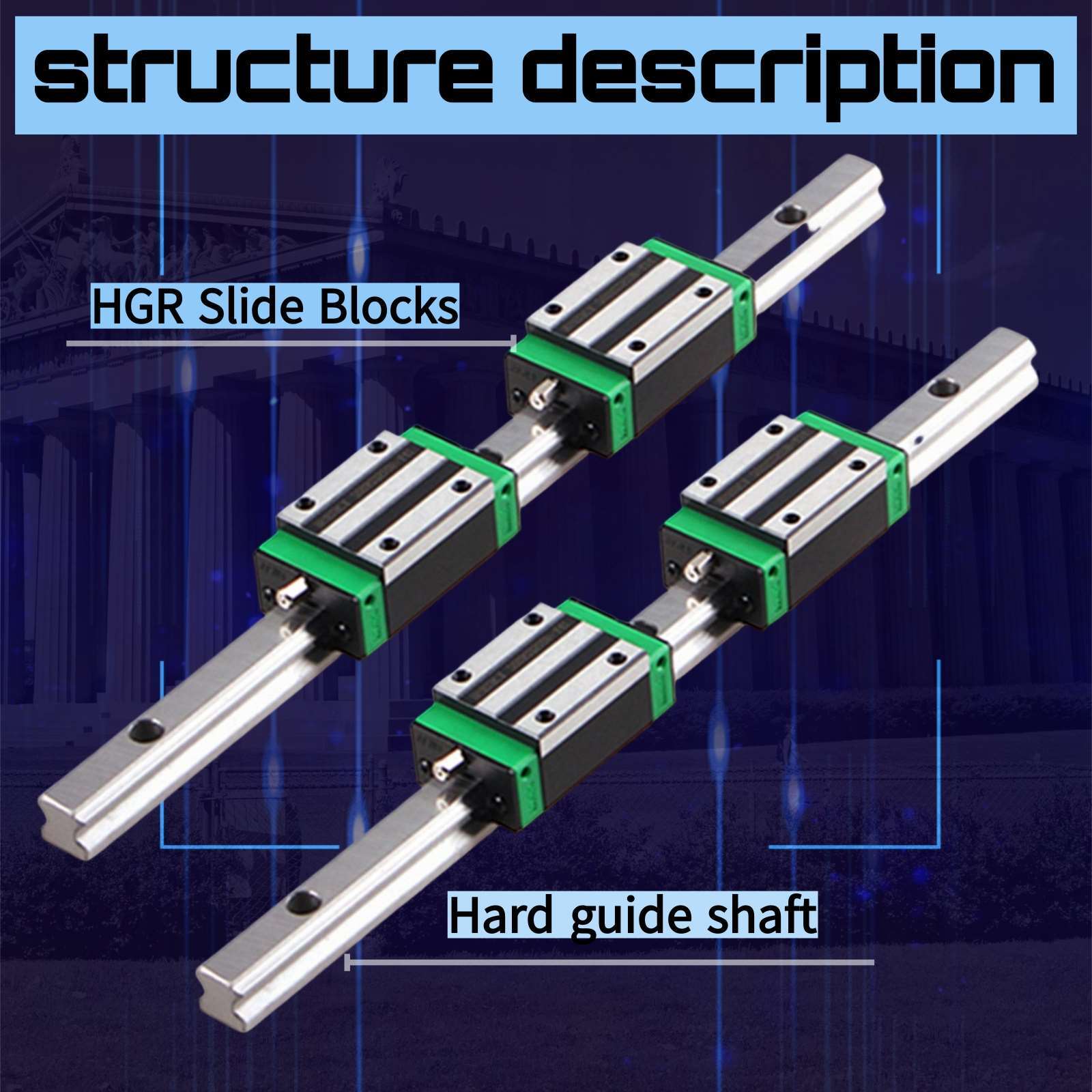 HGR15/HGR20/HGR25 Linear Guide Rail +SFU1605 Ballscrew with nut 200mm-2200mm Set
