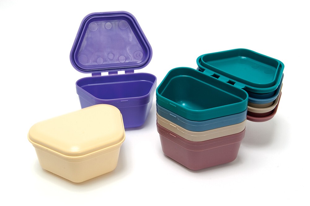 Quala Q9020 Denture Boxes Soft Plastic Assorted Colors 12/Pk