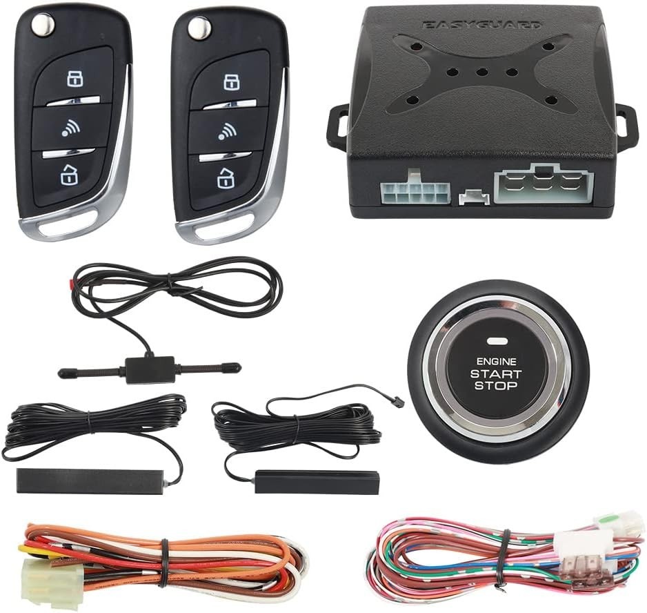 Smart Push Start Keyless Entry Alarm System with Remote - DC12V Vehicle Security