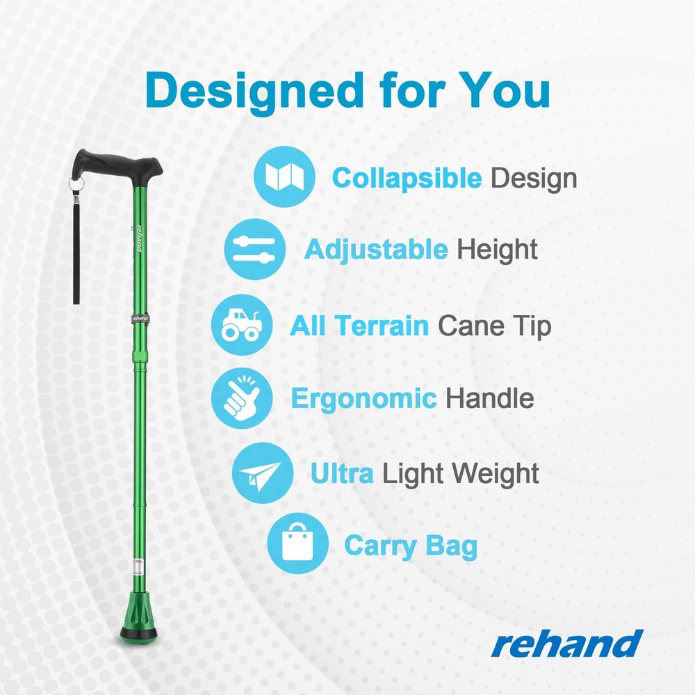 REHAND Walking Cane - Foldable, Adjustable, Collapsible Walking Canes for Men