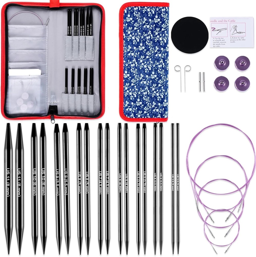 Svartur Interchangeable Circular Knitting Needles Set, with Assorted Circular Kn