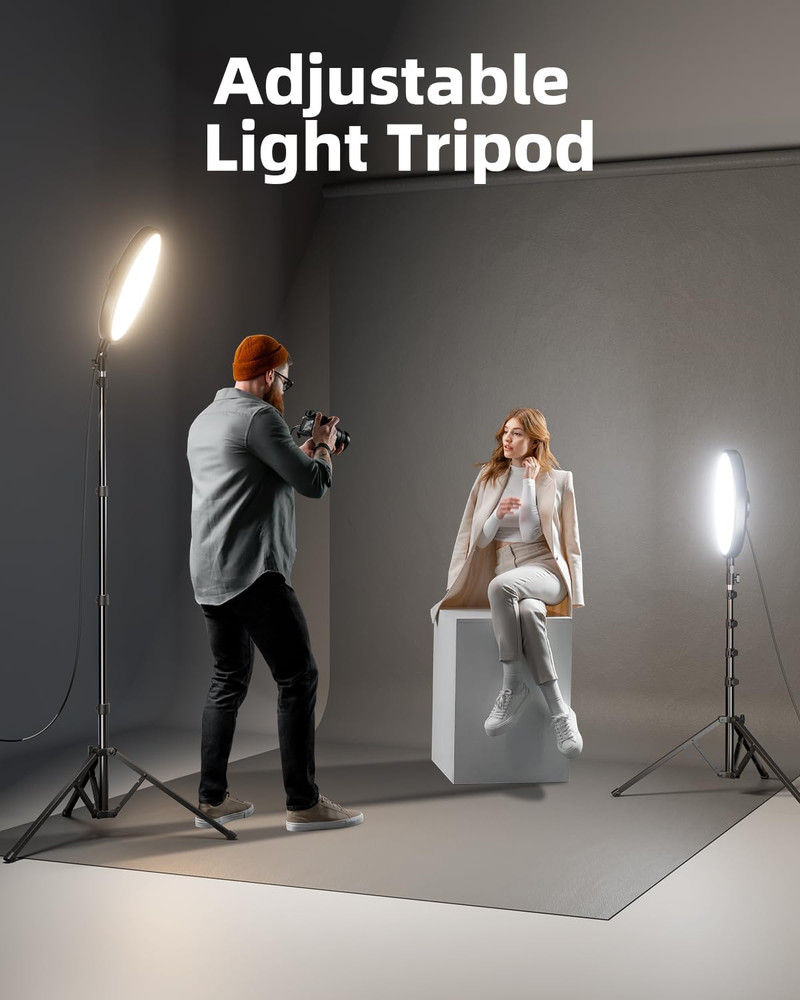 Large Ring Light with Stand, 72“ Tripod with Ring Light, 6500K Full-Screen Ringl