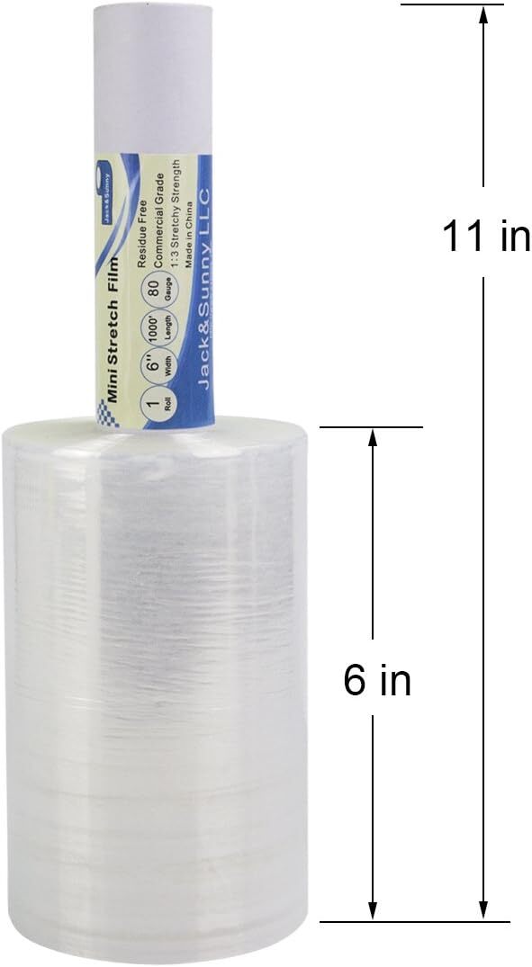 Clear Stretch Wrap 6"×1000'Plastic Wrap Roll for Moving Shipping Wrap,Industrial