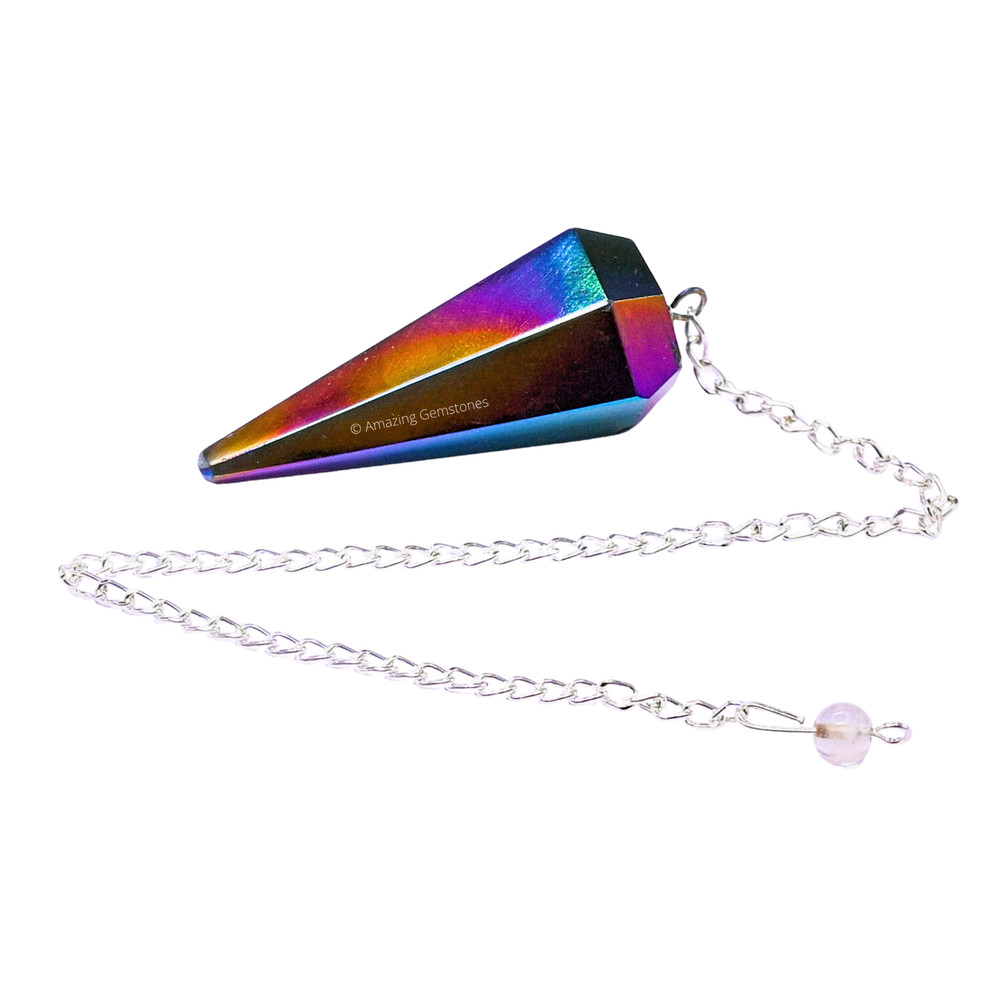 Titanium Aura Quartz Dowsing Crystal Pendulum