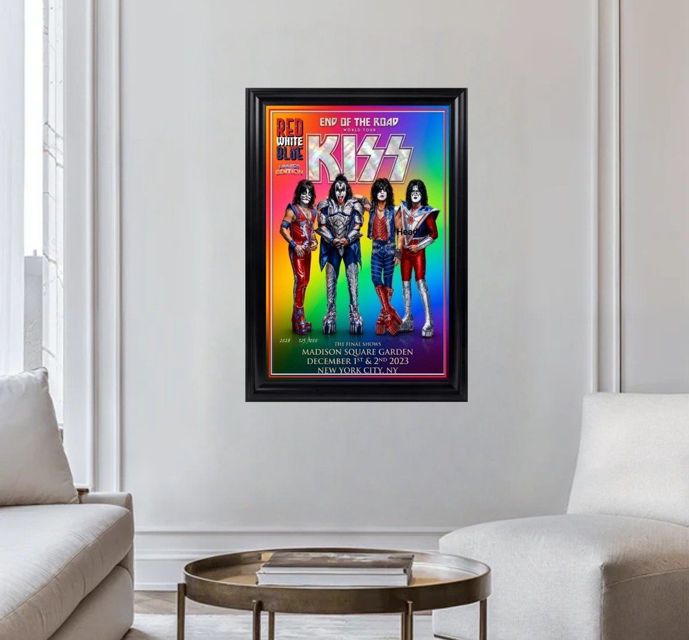 KISS END OF THE ROAD FINAL SHOW POSTERS NYC 2023 framed Numbered Poster