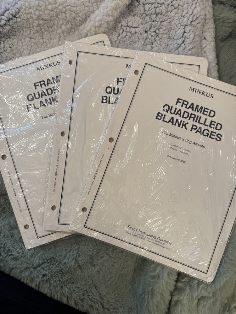 60 Pages, Minkus Quadrilled 3 ring pages One Sided 8 1/2" x 11" #MQ3RBL (3 Pack)