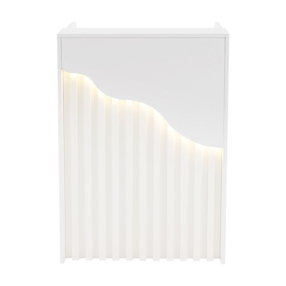 Modern Warm White Reception Desk, Reception Counter With a Lockable Drawer