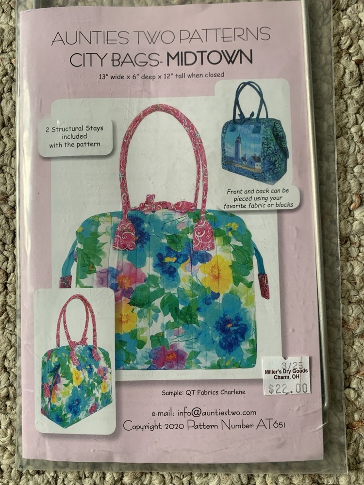 Aunties Two Poppins Bag Pattern Includes Two Stays