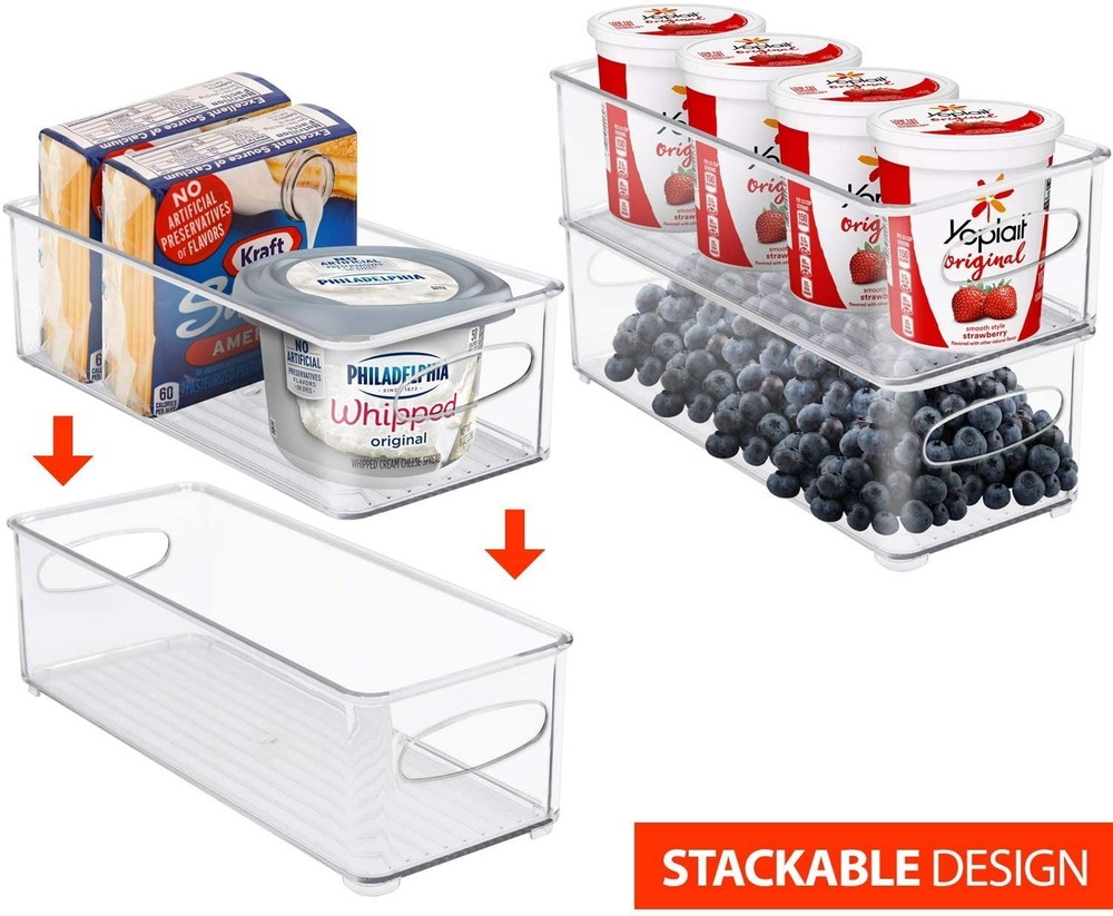 Plastic Storage Bin Clear Stackable Portable W Snap Lid & Handles