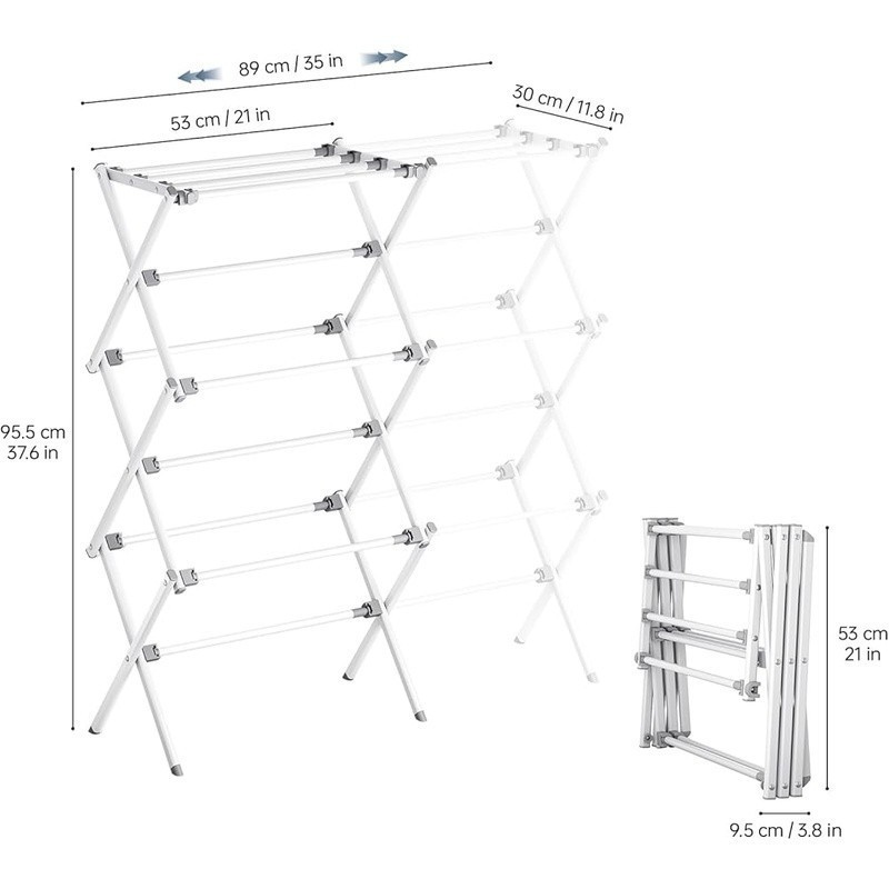 Expandable Foldable Clothes Drying Rack Indoor Outdoor Laundry Easy Assembly New