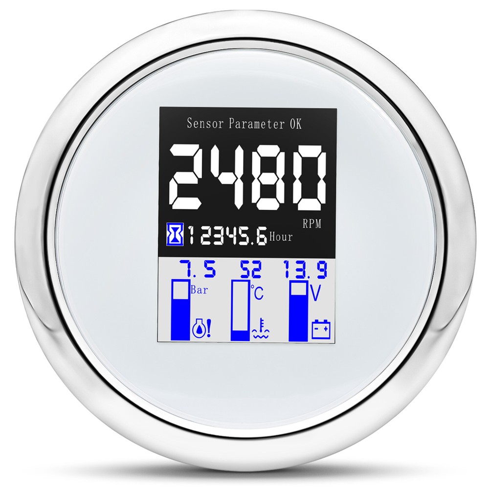 85MM NMEA 2000 Multi-function Gauge Tachometer Water Temp Oil Press Voltmeter