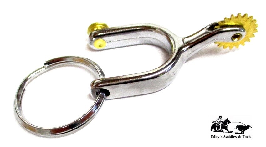 Roping Spur Key Chain w/Stainless Ring Western Novelty Gift New