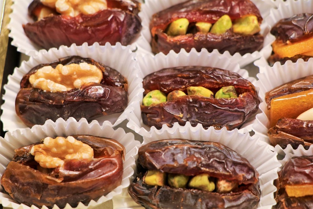 Assorted Dates with Nuts, Stuffed Medjool Dates, Gluten Free Healthy Snack