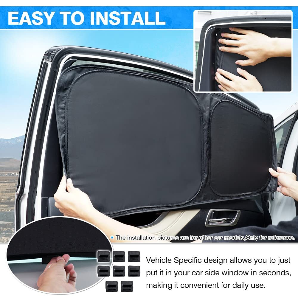 T TGBROS Side Windows Sunshade for 2007-2017 Jeep Wrangler Custom Fit Windscreen