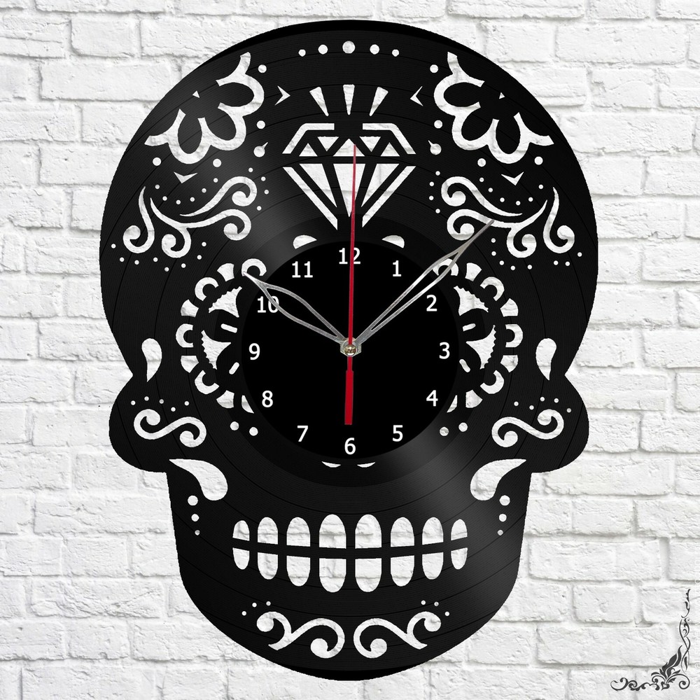 Vinyl Clock Skull   Wall Clock Unique Art Vinyl Record Wall Clock 168