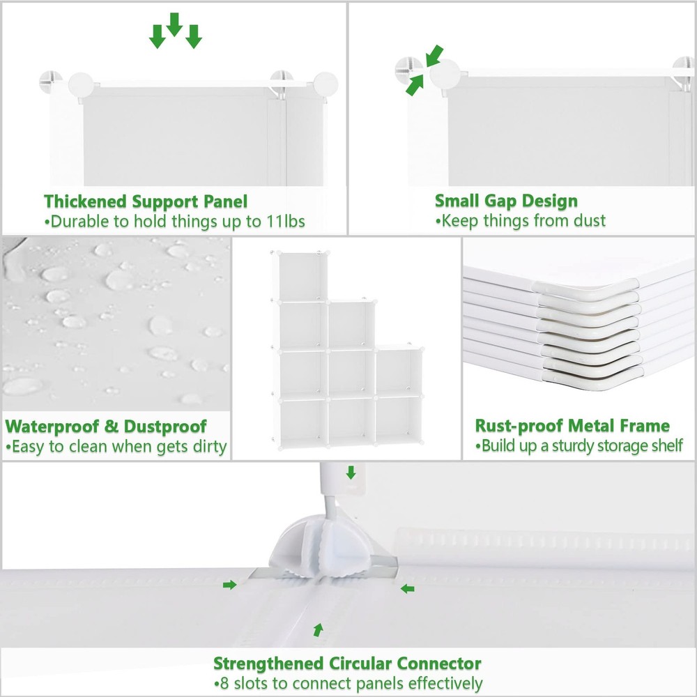 Cube Storage, 9-Cube Bookshelf, Plastic Closet Cabinet Organizer, DIY Stackab...