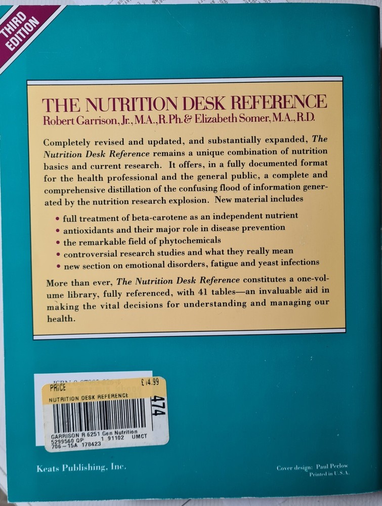The Nutririon Desk Reference 3rd Edition Robert Garrison & Elizabeth Somer