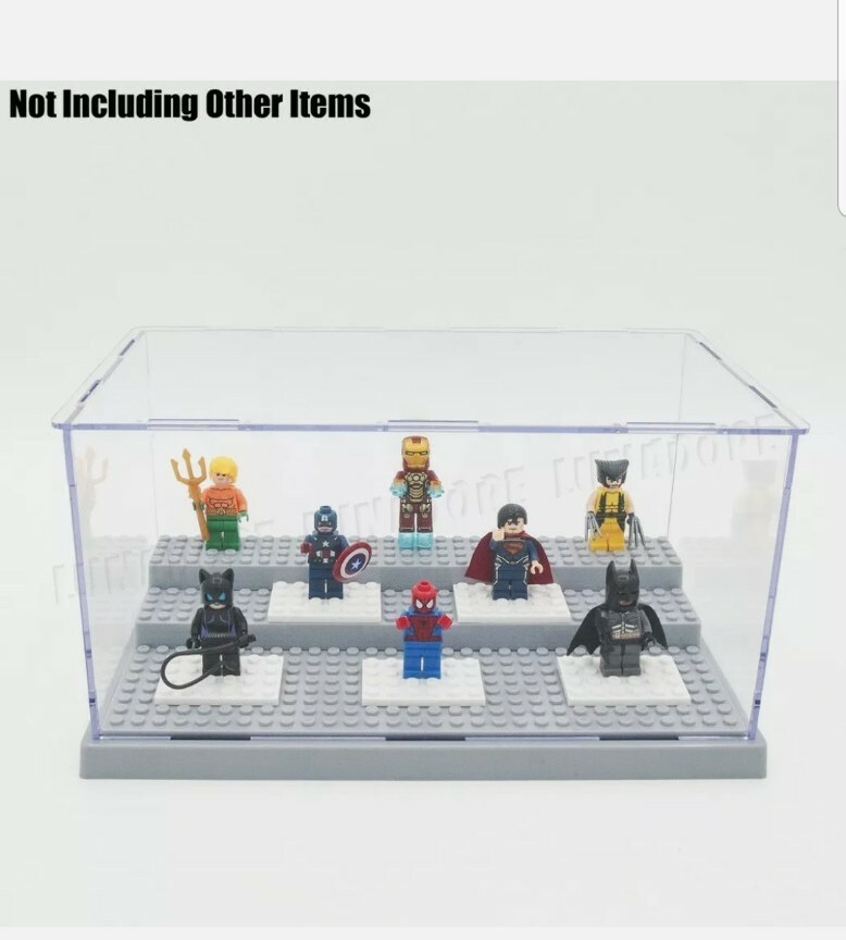 US 9.8"Display Box Showcase For Building Blocks Plastic Self-Assembly