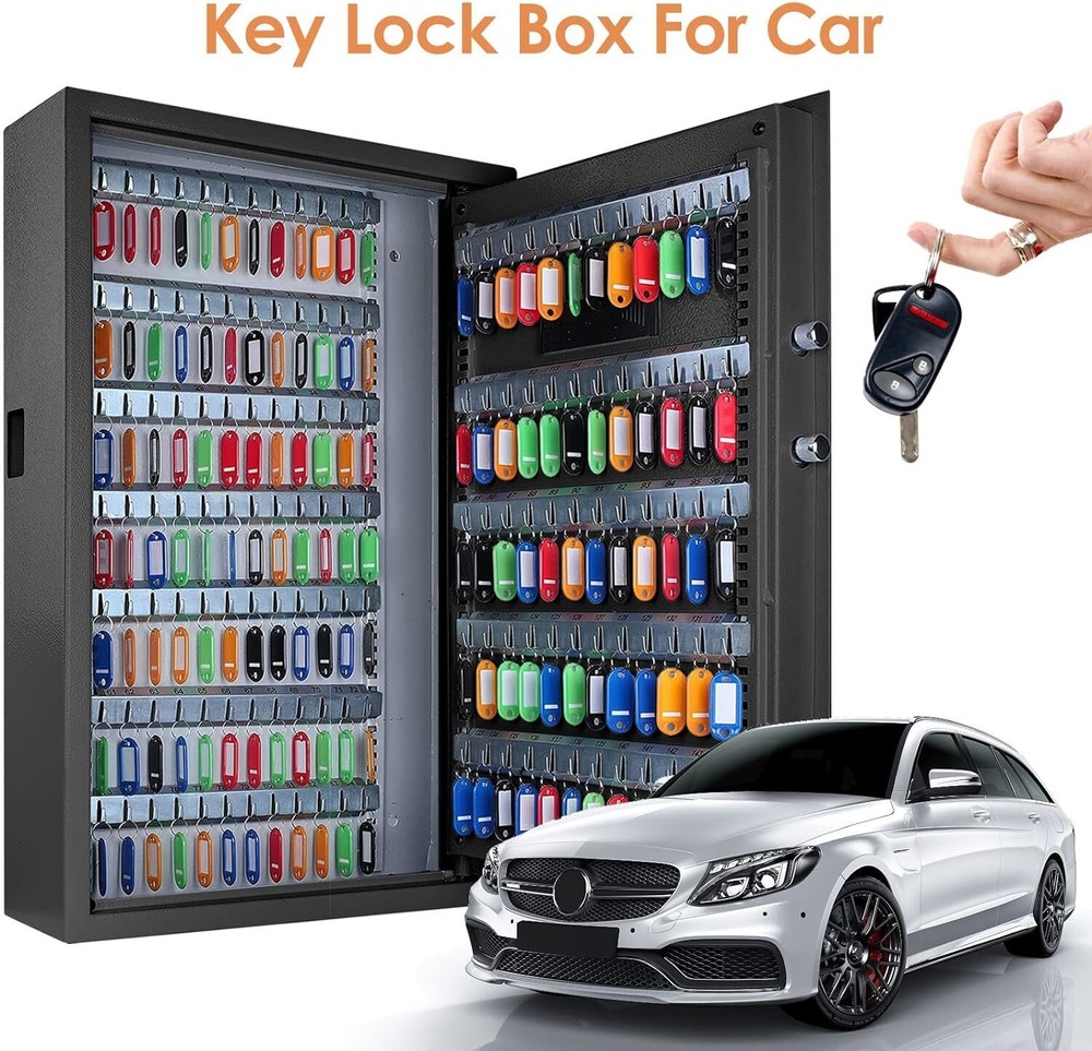 160 Position Large Key Box Wall Mount with Code and Spare Keys, Digital Key L...