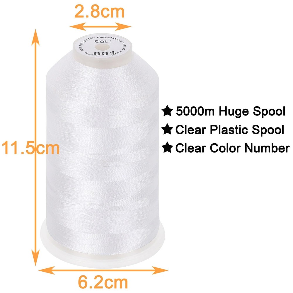 New brothread - Single Huge Spool 5000M Each Polyester Embroidery Machine Thread