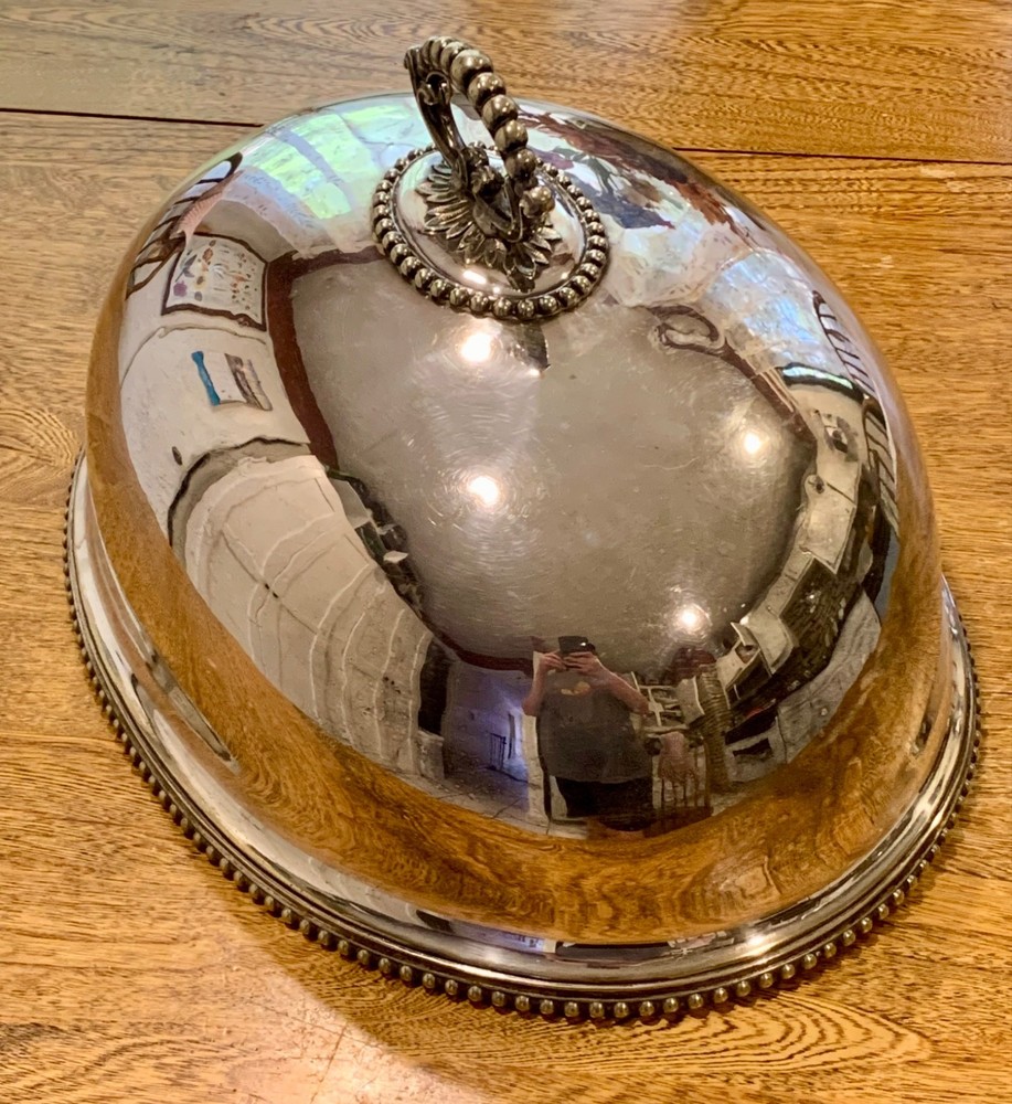 Large Antique Silver-Plated Meat Dome - AS IS