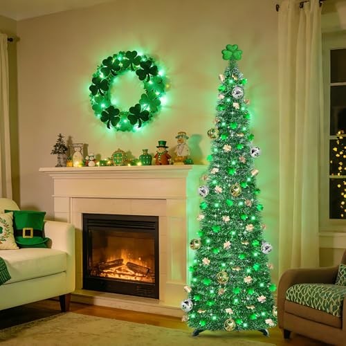 Timer & Shamrock - St Patricks Day Decorations, 5Ft Lighted St Patricks Green