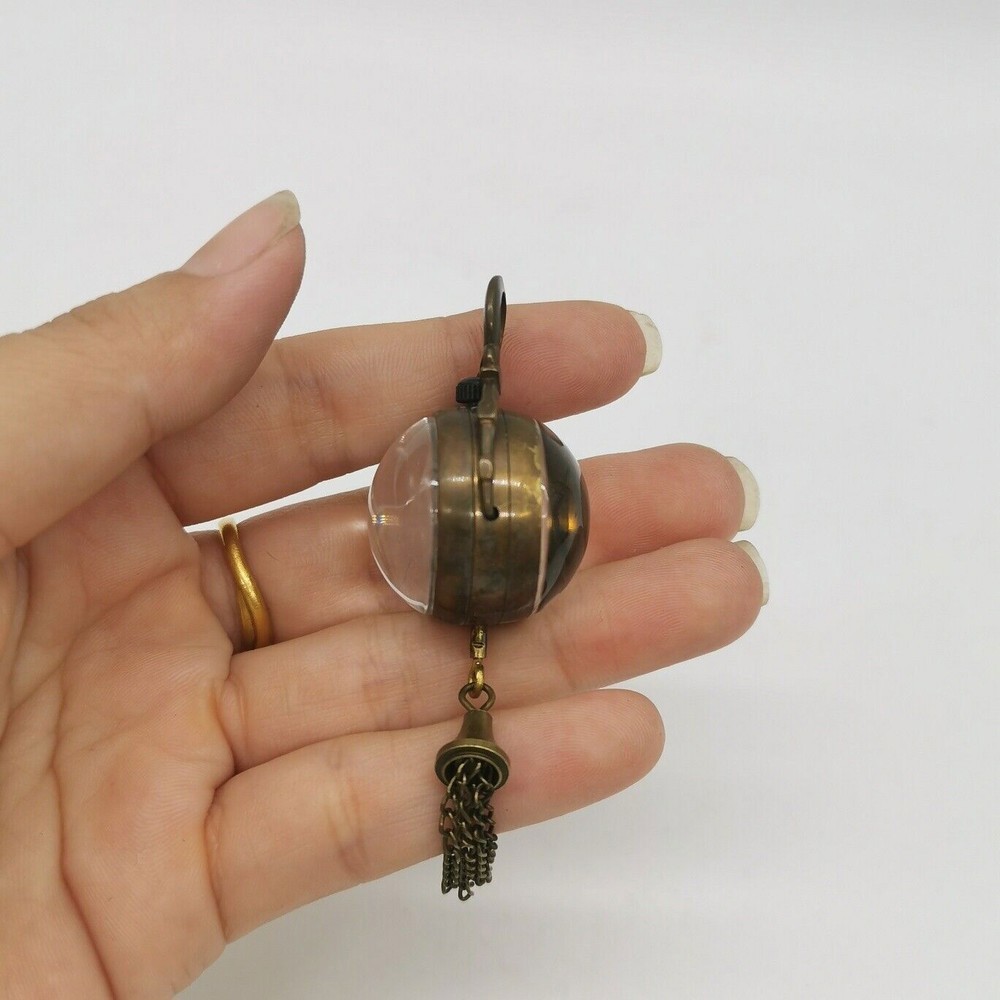 Bronze Crystal Ball Bell Mechanical Clock Table Pocket Watch