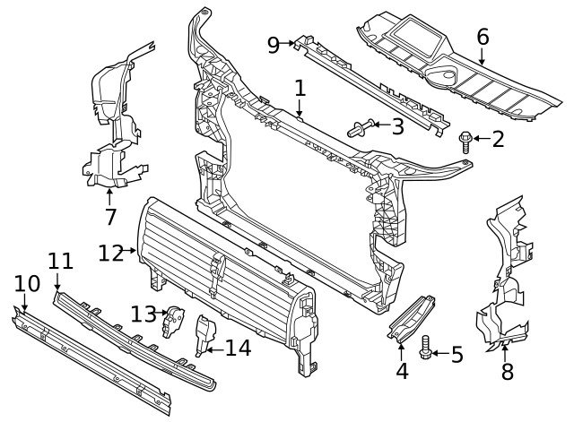 Genuine Audi Radiator Support Baffle 80A-121-673-H