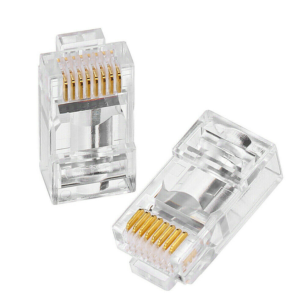 100 pcs RJ45 Pass Through Ethernet Modular Plug Cable Connector End 8P8C CAT6
