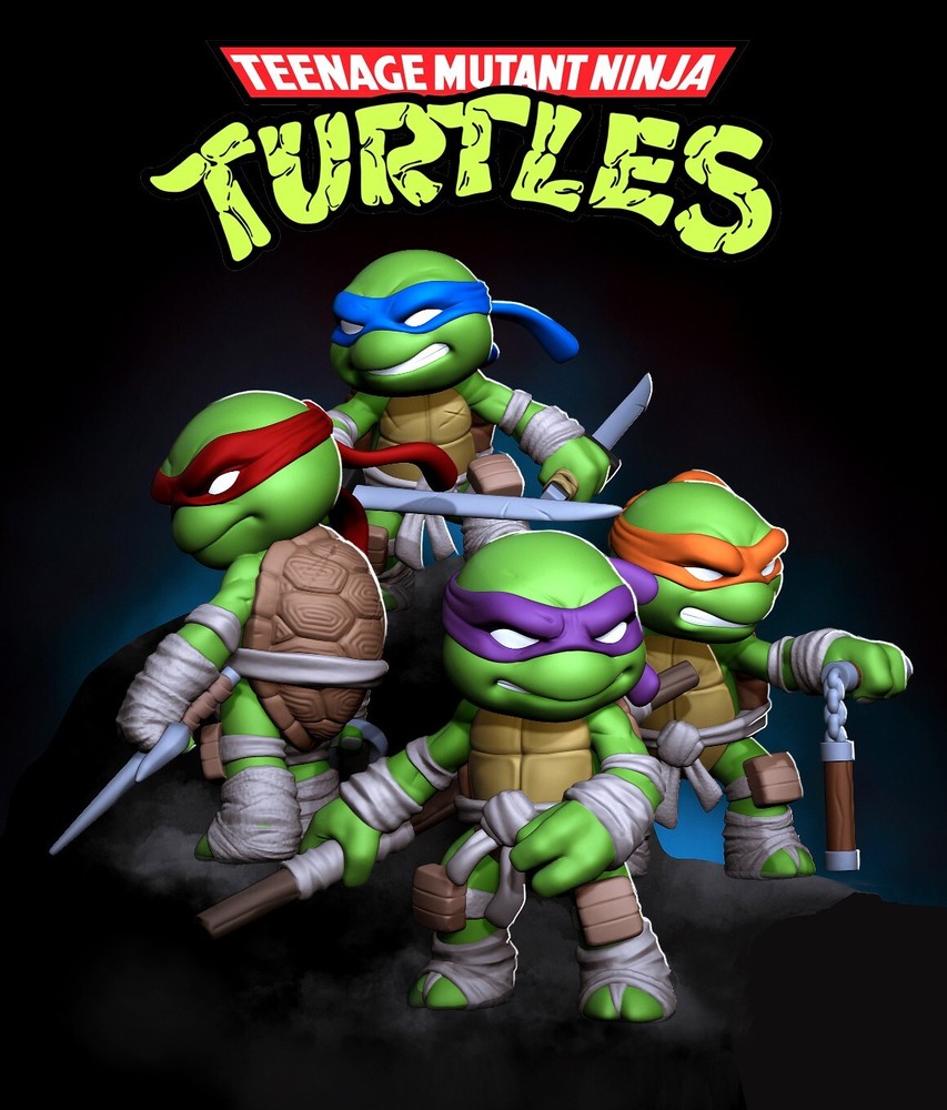 UNPAINTED TMNT Ninja Turtles & Splinter Chibi 3d Printed Models