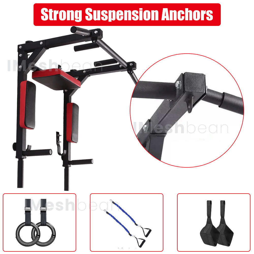 Multifunctional Wall Mounted Chin Pull Up Bar Dipping Station Power Tower Exerci