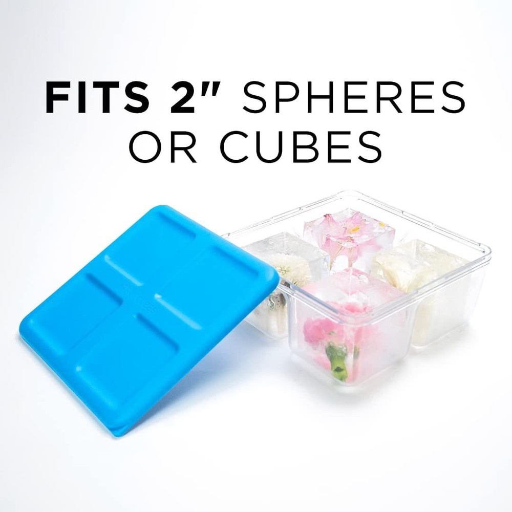 Clear Ice Tray with Lid – Stackable 2"x2"x2" Mold for Space-Saving Sturdy Bar...