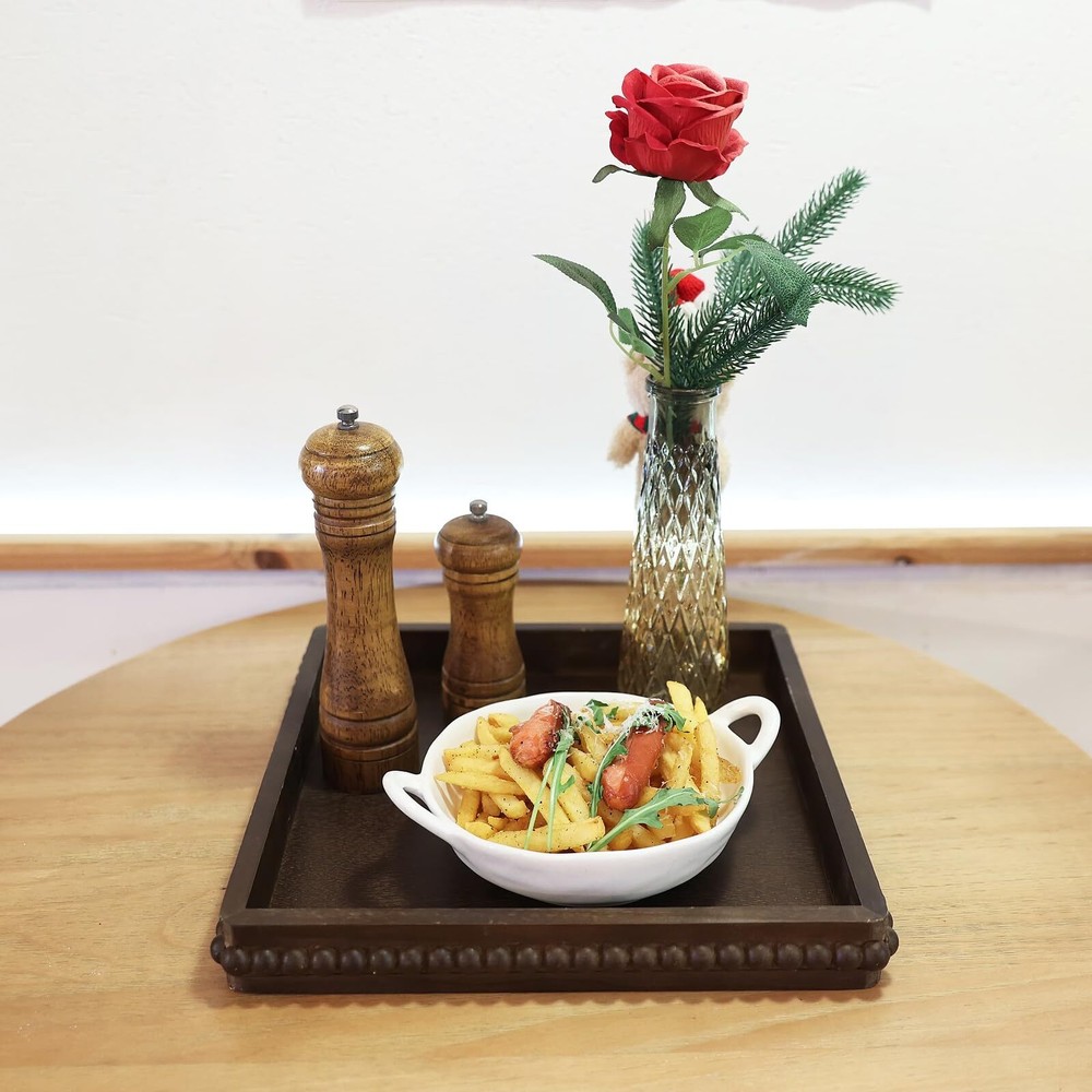 Square Wood Decorative Tray Rustic Coffee Table Serving Tray for Ottoman Farm...