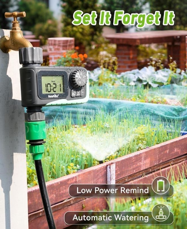Rainpoint Spinkler Timer Garden Hose Watering Irrigation Timer w/ Rain Delay
