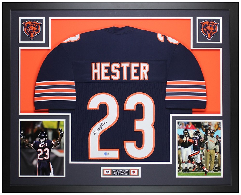 Devin Hester Autographed & Framed Blue Chicago Jersey Beckett Certified