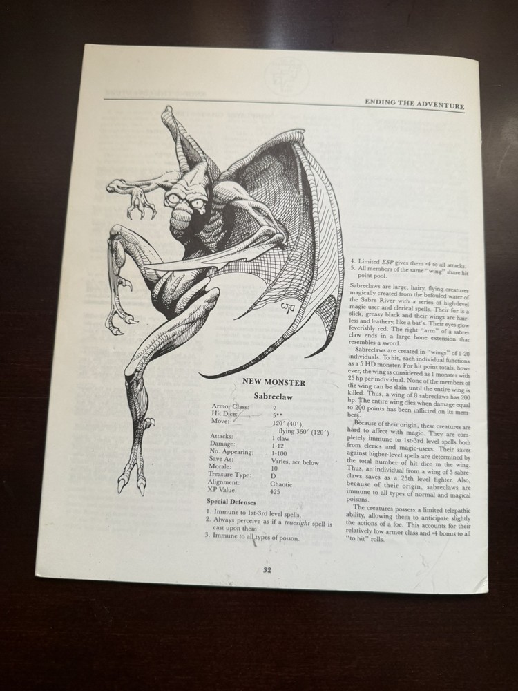 D&D TSR Adventure Module “Sabre River”