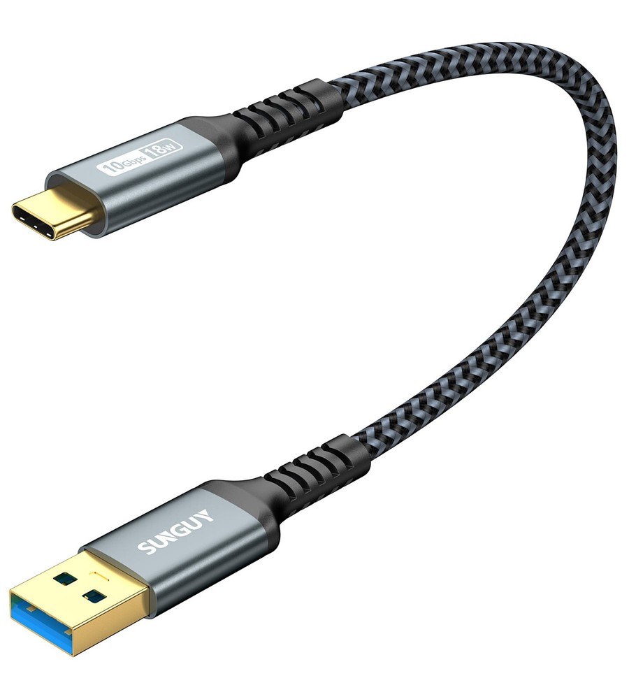 SUNGUY 10Gbps Android Auto USB Cable 1FT, 3A C 3.1 Gen2 Grey