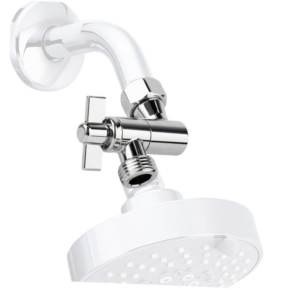 Adjustable Shower Head Extension Adapter, All-Metal Angle Adapter, 360° Silver