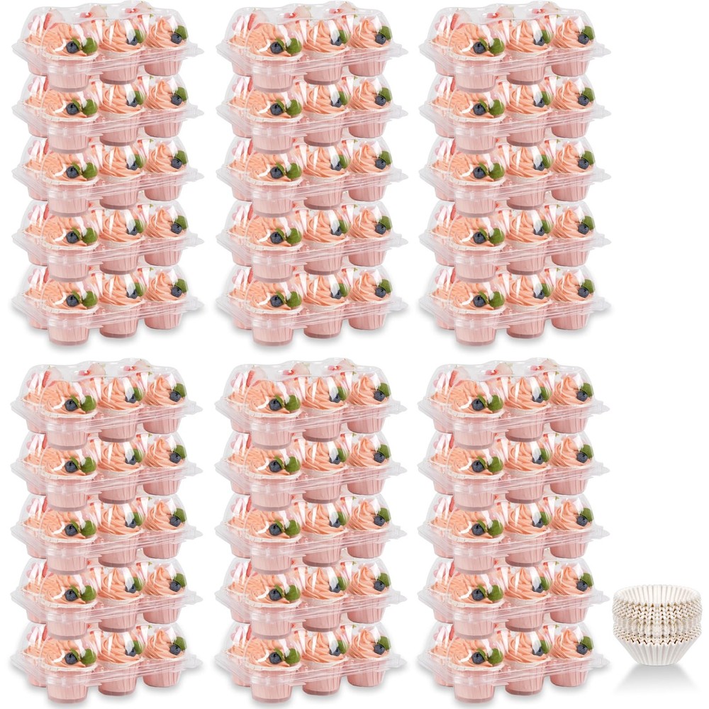 Cupcake Containers Holder - 6 Counts x 30 Sets Stackable Cupcake Boxes Carrie...